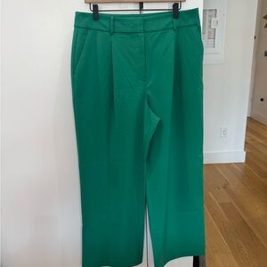 LOFT Peyton Trousers | Green High-Rise Straight-Leg Pants | Size 12